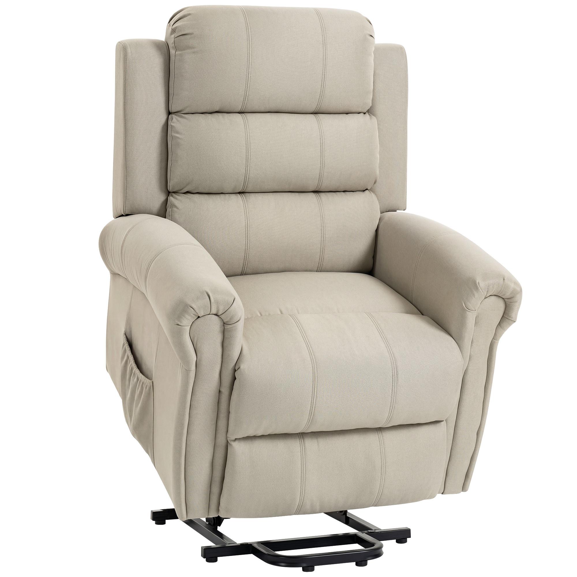 RELAXSESSEL Polyester Metall Beige - Beige/Schwarz, Textil/Metall (87/108/87.5cm) - HOMCOM