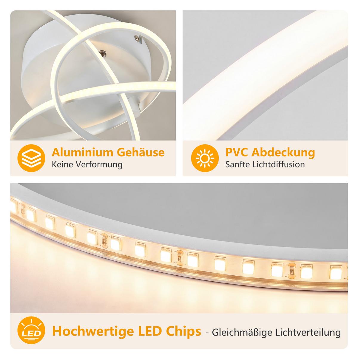 LED DECKENLEUCHTE Nythveth 52,5/35,5/11,5 cm - Weiß, Kunststoff/Metall (52.5/35.5/11.5cm) - ZMH