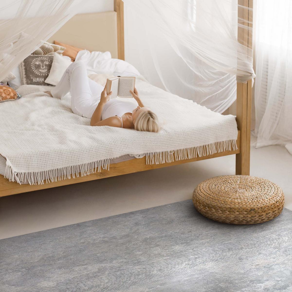 TEPPICH 60x90 cm Betonwand Steinstruktur - Platinfarben, Kunststoff (60/90cm) - Wallfluent