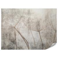 FOTOTAPETE für Wohnzimmer Zarter Skizze Löwenzahn Grauer Beton Minimalistisch 150x105 - Beige/Braun, Papier (150/105cm) - Muralo