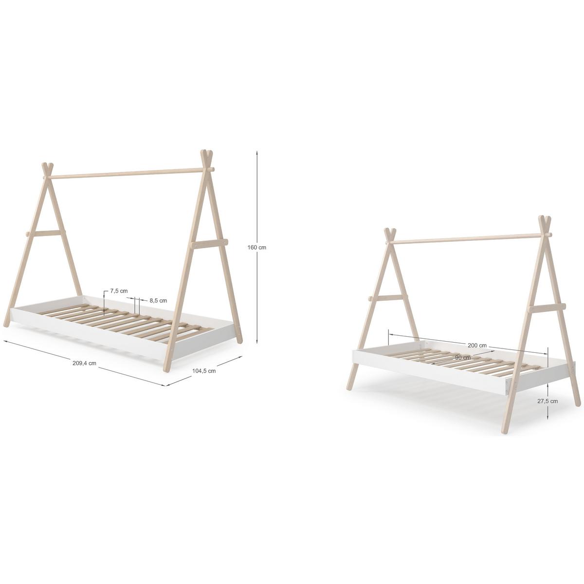 TIPIBETT Trufa Braun 209/104/160 cm - Braun, Holz (200/90cm) - Calicosy