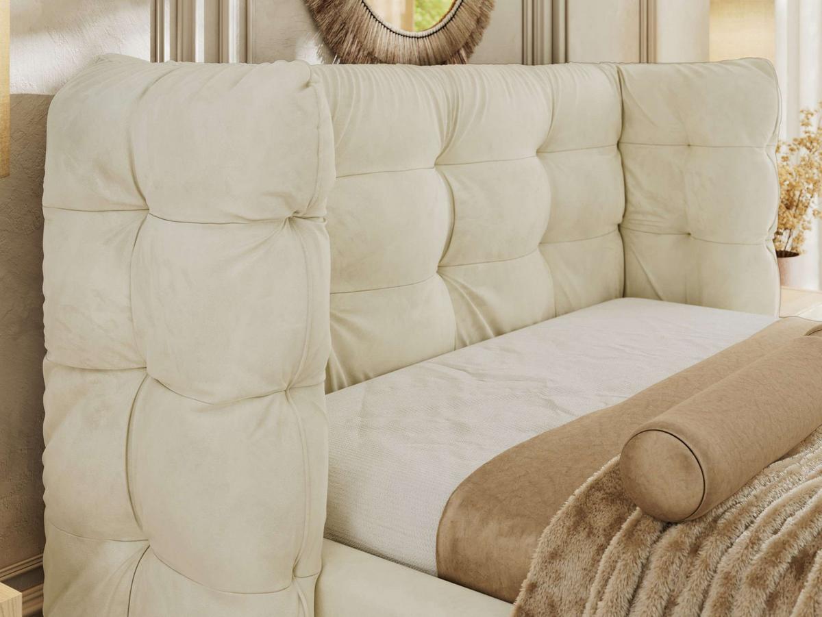 POLSTERBETT FLONELLE CLASSIC 140/200 - Creme Velvet - Multipocket-Matratze - Creme, Textil (140/200cm) - MKS