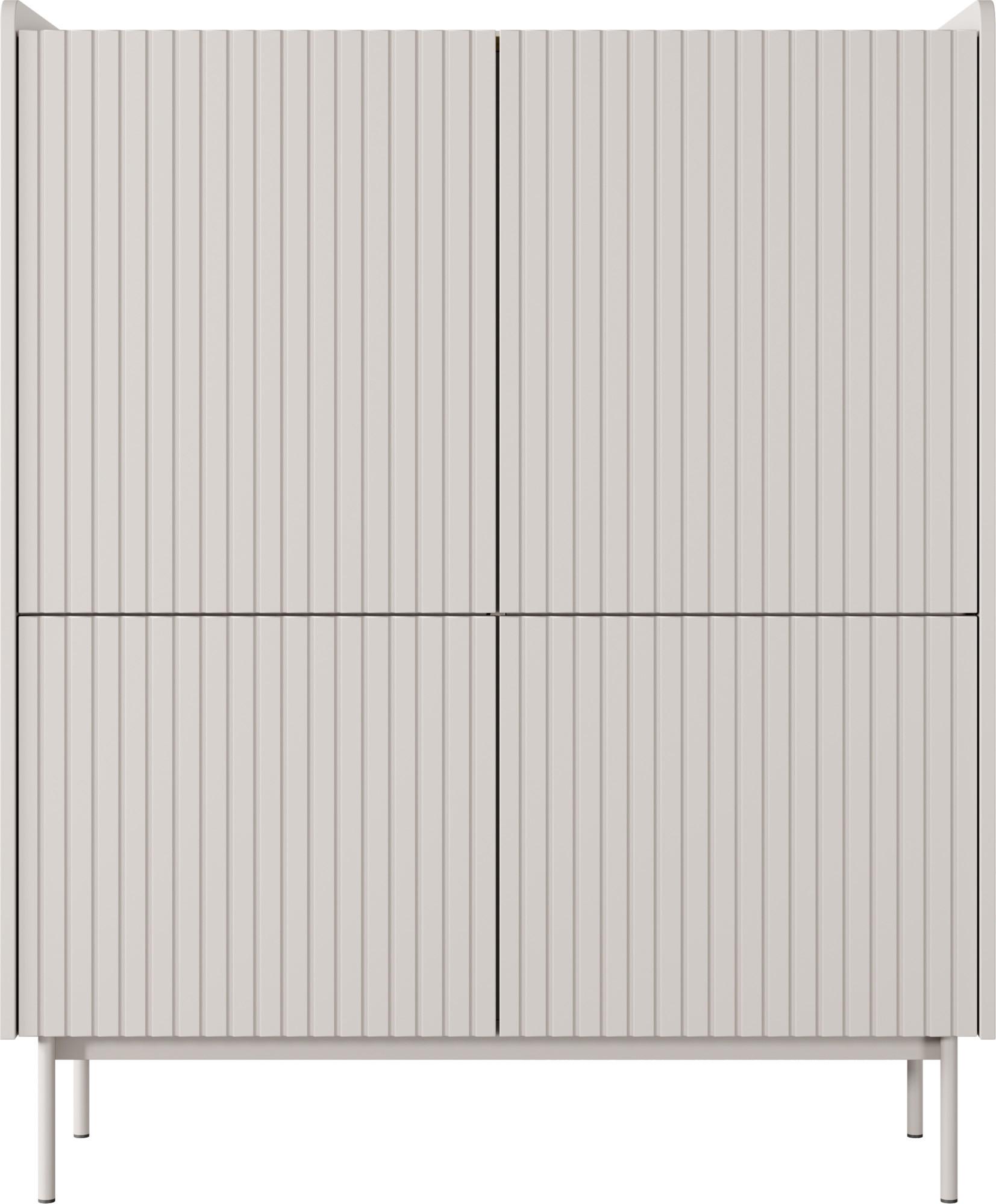 HIGHBOARD Nolle in Beige & Scandi Eiche 103/126/38 cm - Sandfarben/Beige, Holzwerkstoff/Metall (103.2/126.2/38cm) - WFL GROUP