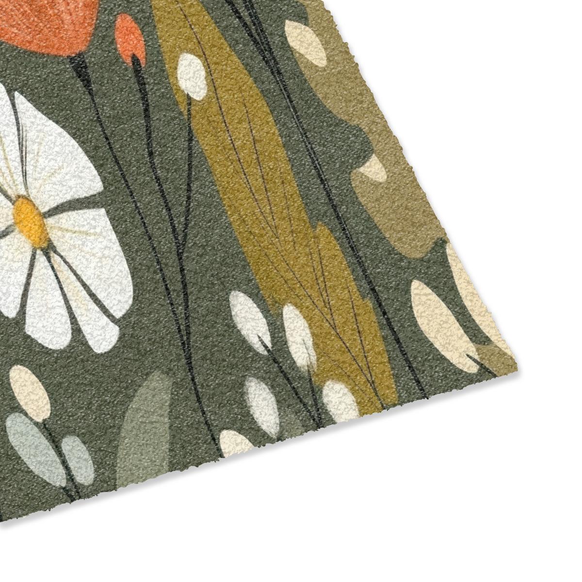 FUSSMATTE Blumen - Illustration - Grün Flurteppich 60x40 cm - Dunkelgrün, Kunststoff (60/0.4cm) - MuchoWow