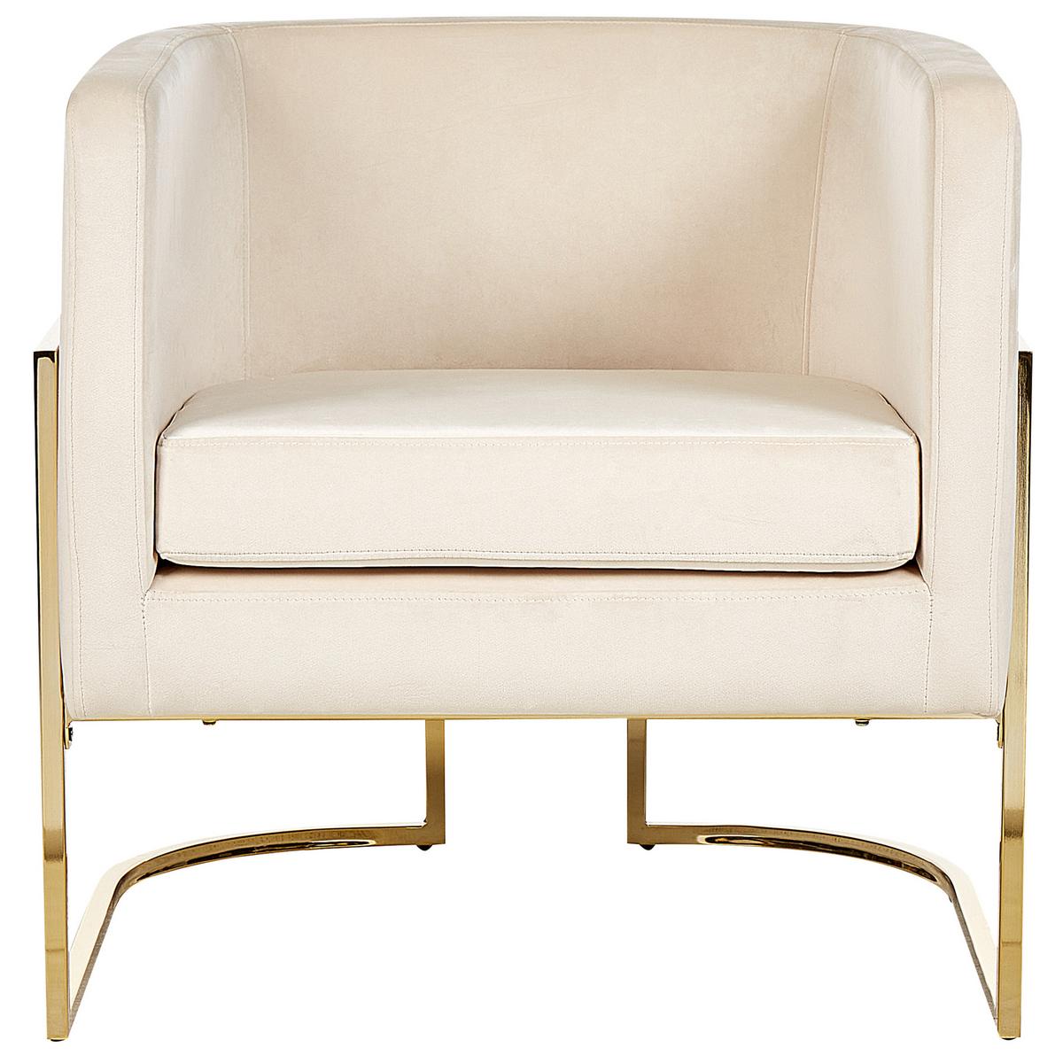 SESSEL Samtstoff Beige Sirkka - Beige, Textil/Metall (72/71/70cm) - Beliani