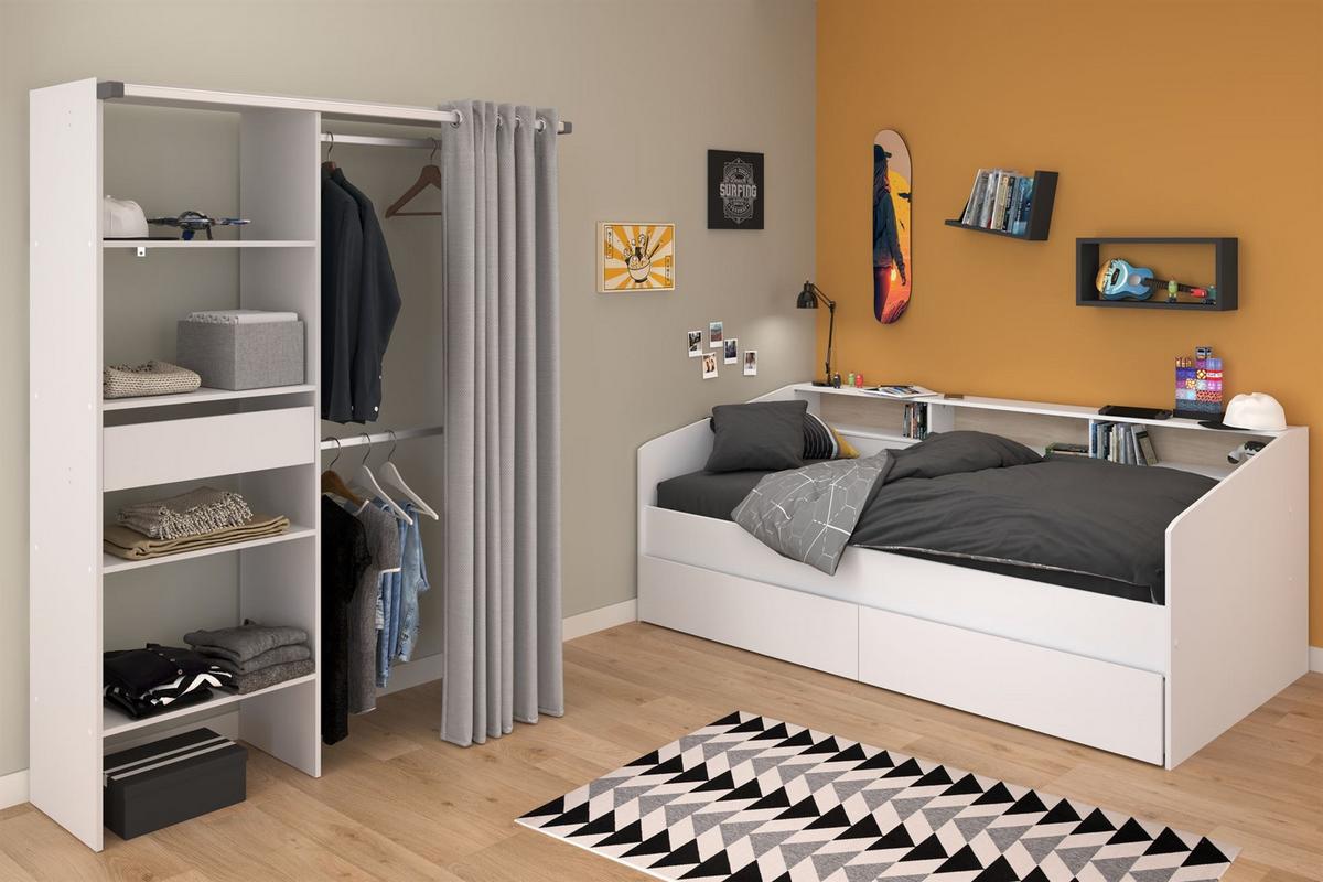 KINDERZIMMER SET Parisot Sleep 3-tlg. Holzdekor Weiß/Eiche - Eichefarben/Weiß, Kunststoff (100/1/200cm) - 58aufmkessel