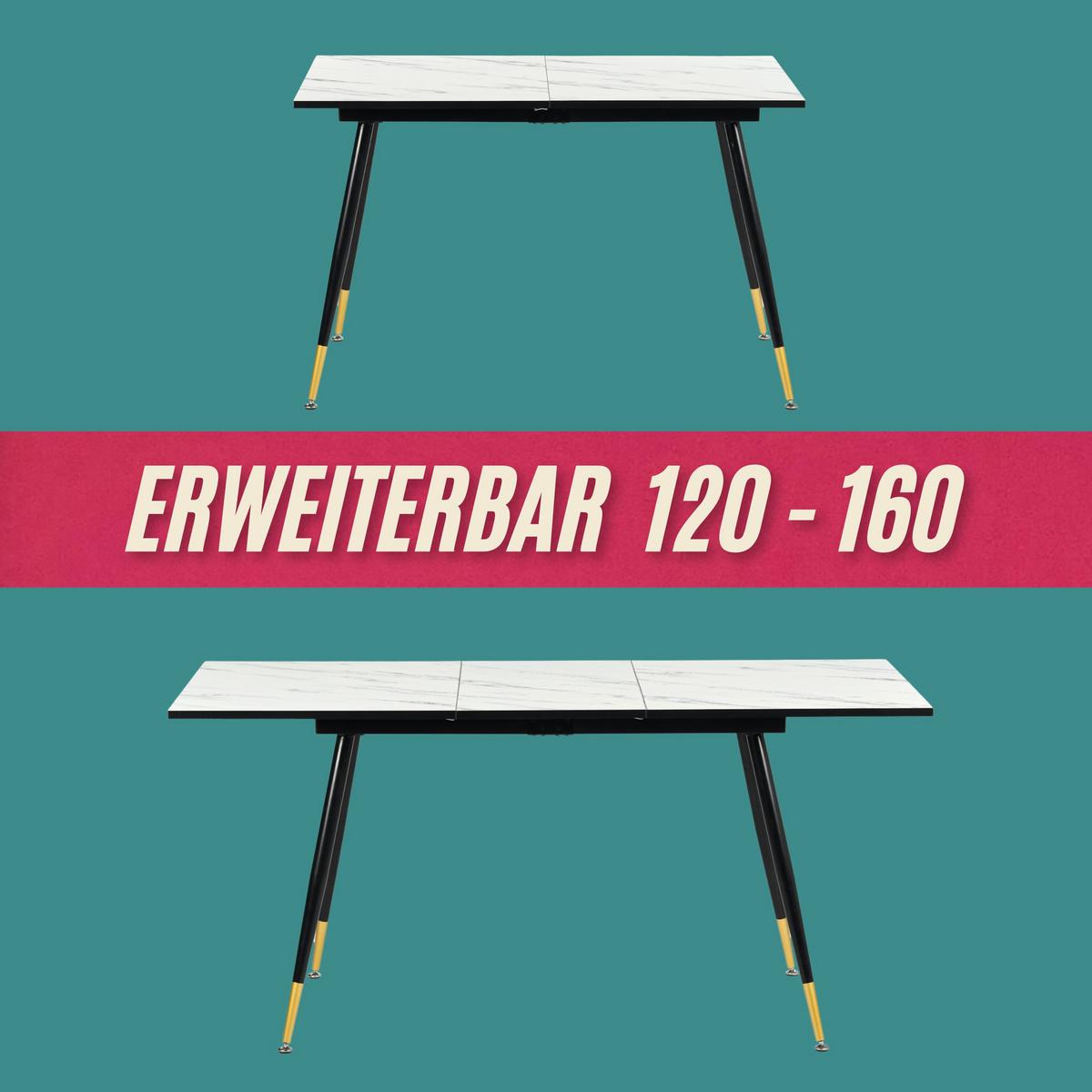 ESSZIMMER SET mit Ausziehbarem Tisch und Drehstühlen - Modernes Design - Schwarz/Braun, Holzwerkstoff/Metall (80/75/160cm) - Urban Meuble