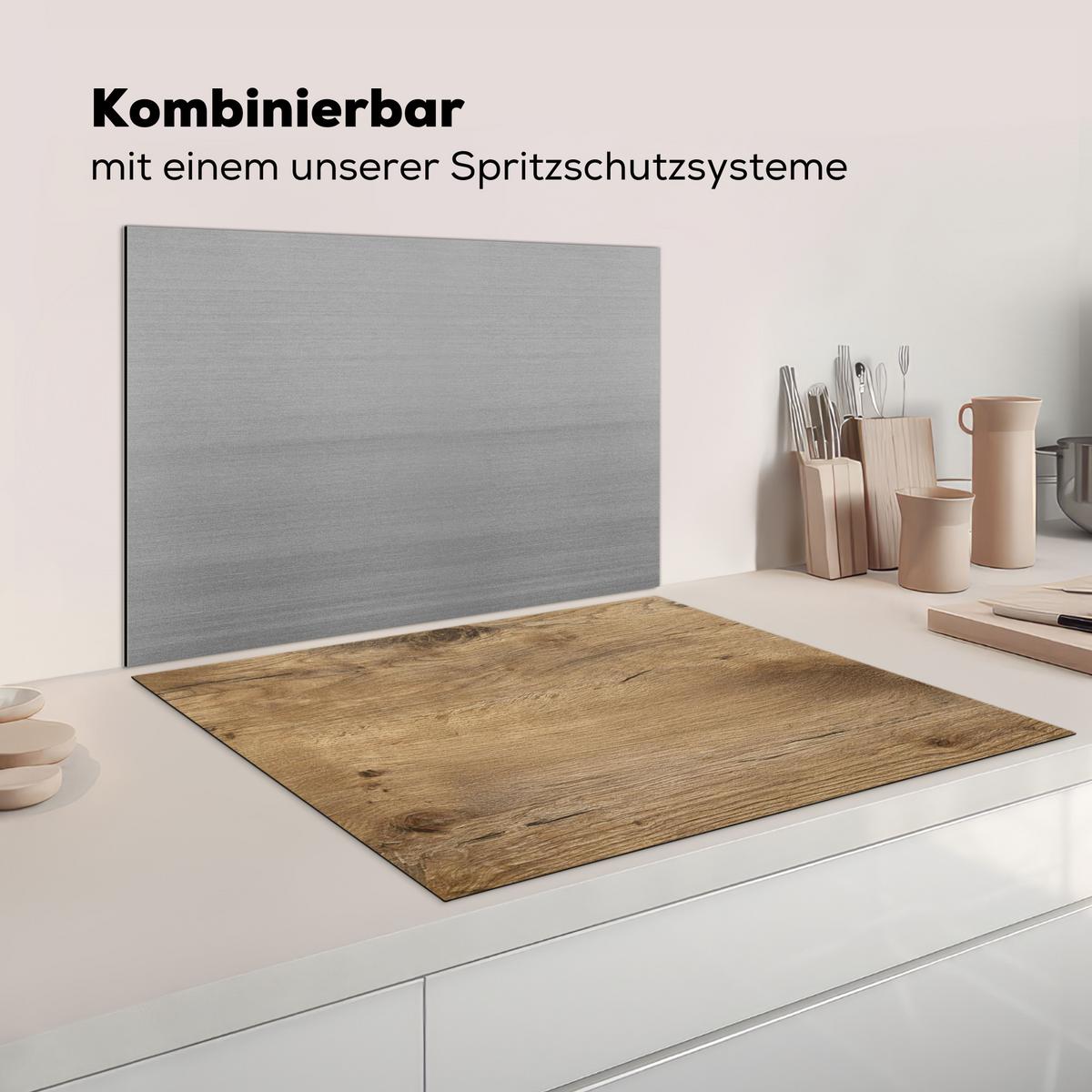 HERDABDECKPLATTE Holz - Braun - Holzoptik Induktionsmatte 77x59 cm - Eichefarben, Kunststoff (77/59/0.2cm) - MuchoWow