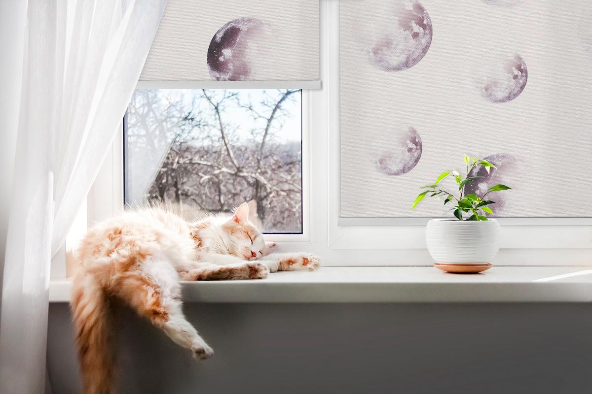 INNENROLLO - Fensterrollo - Rollo - 90x180 cm - Graue Planeten - Grau, Kunststoff (90/180/0.5cm) - TULUP