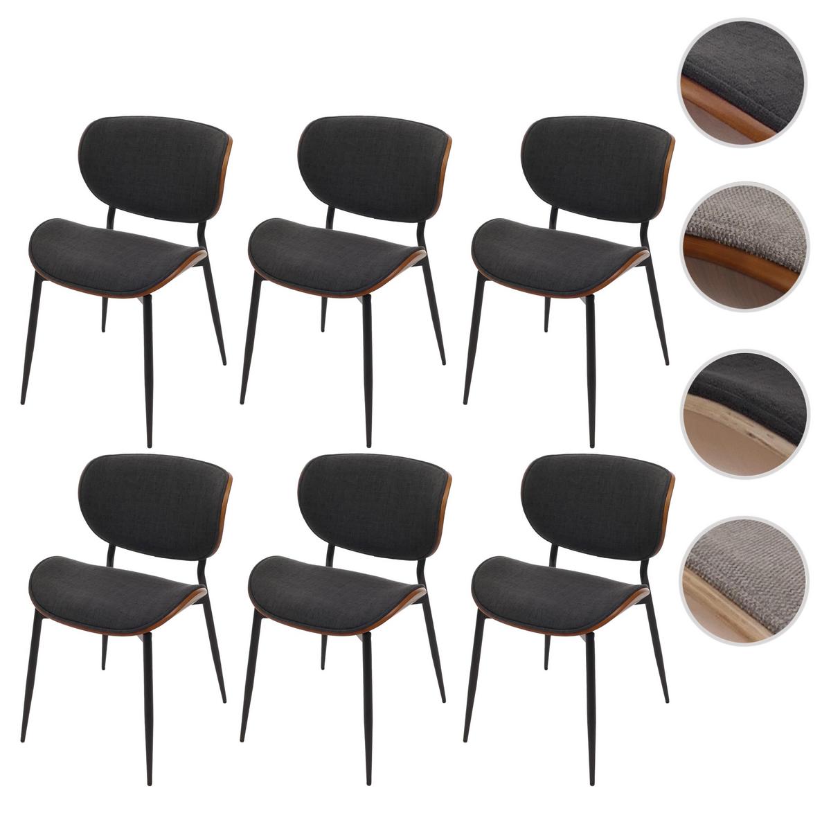 ESSZIMMERSTUHL Walnuss Dekor, Grau - Dunkelgrau/Walnussfarben, Textil (51/80/55cm) - MCW