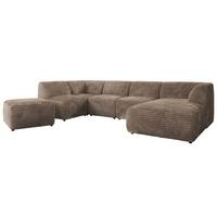 WOHNLANDSCHAFT MODARO U 6M - Braun Cord - Rechts - Schwarz/Braun, Textil (345/78/180cm) - MKS