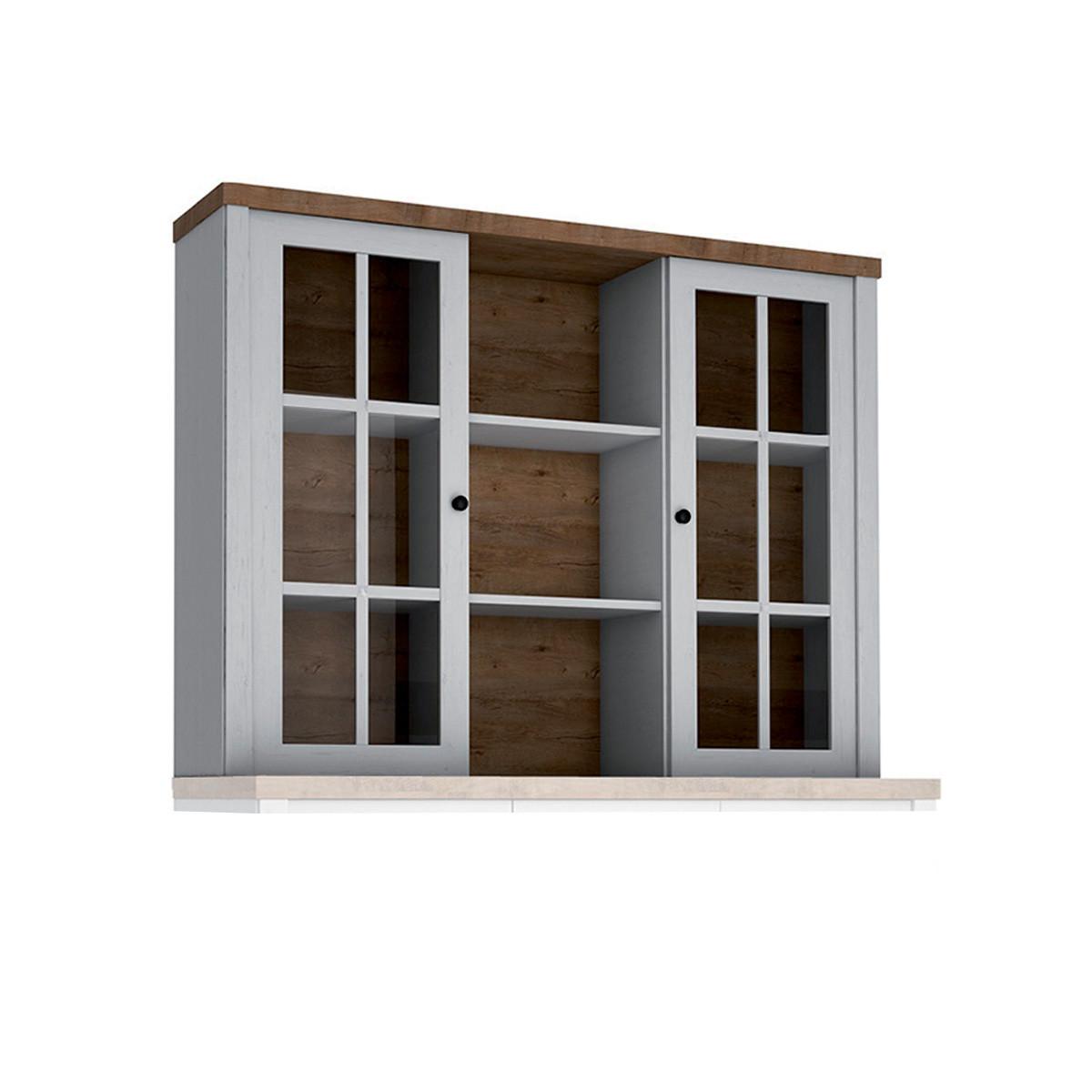 GESCHIRRSCHRANK Léandre Weiß und Holz - Weiß, Holzwerkstoff (130.2/198.1/43.3cm) - Petits-meubles