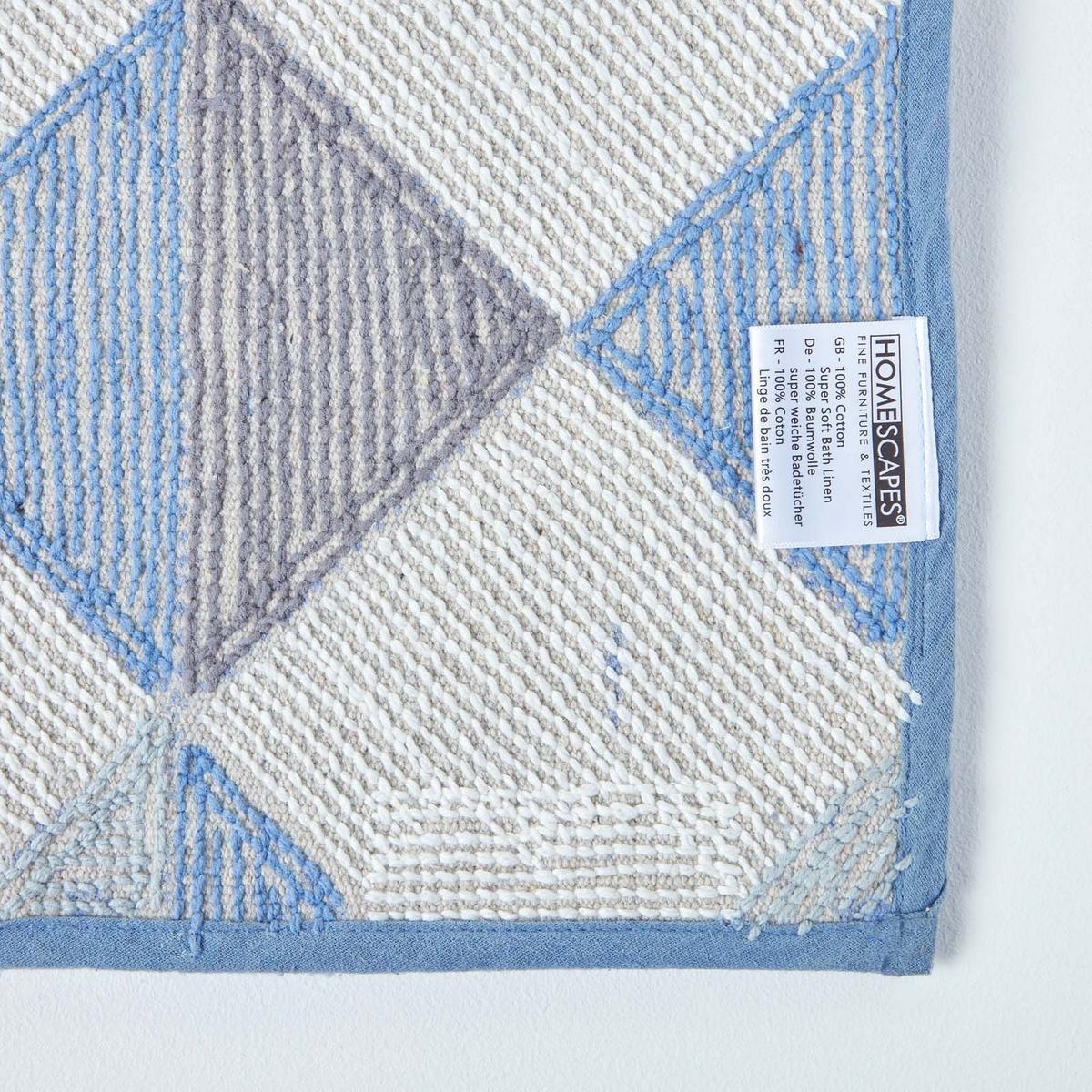 BADEMATTE 50/80 cm Rautenmuster, Baumwolle - Blau, Textil (50/80cm) - Homescapes