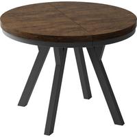 ESSTISCH Lume runder ausziehbarer, Lefkas Eiche 100-200/100/76 cm - Alteiche/Schwarz, Holz/Holzwerkstoff (100/200/76cm) - WFL GROUP