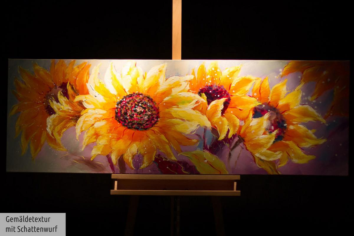 ACRYLBILD HANDGEMALT 150/50 cm - Gelb/Orange, Holz/Textil (150/50cm) - KUNSTLOFT