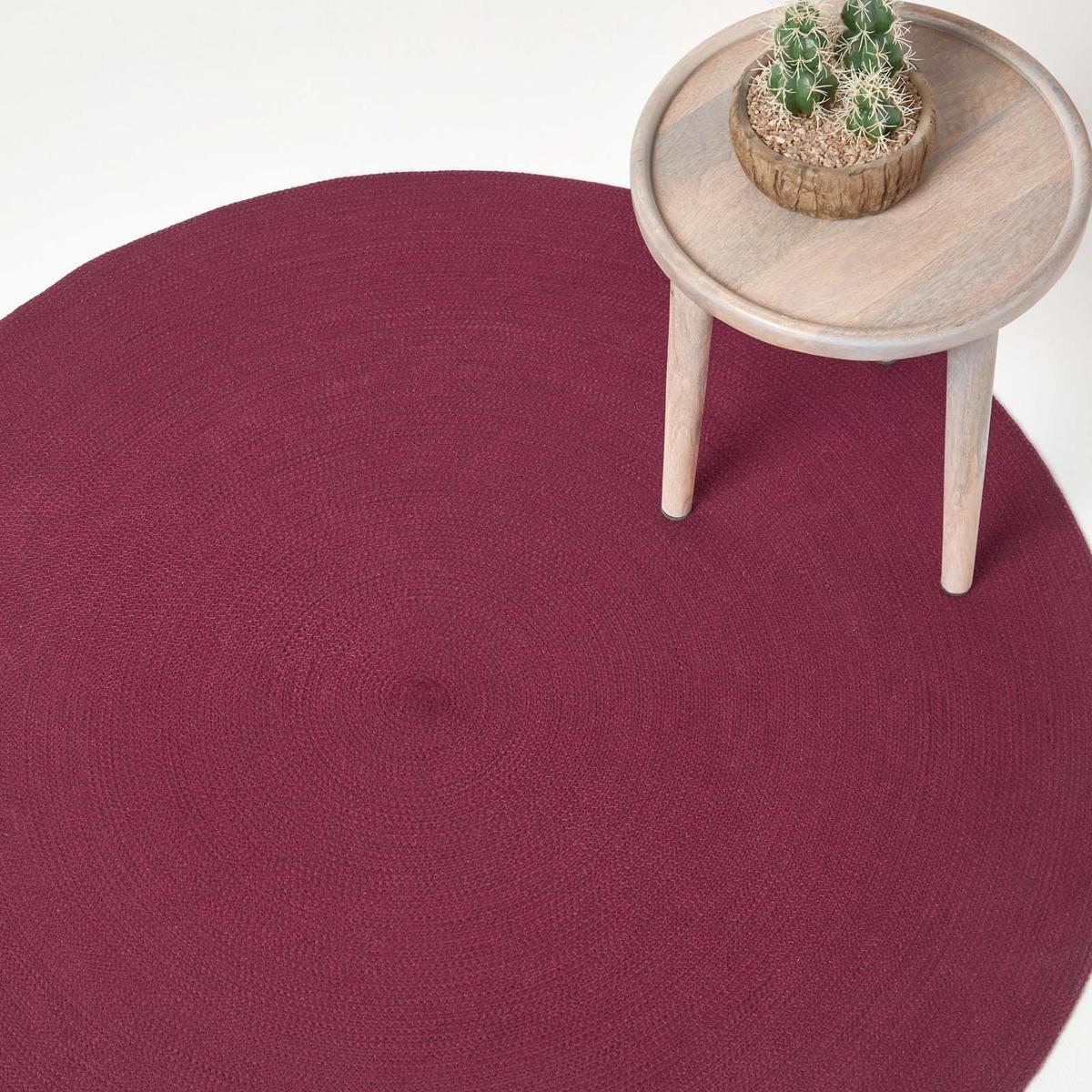 TEPPICH geflochten rund 120 cm - Weinrot, Textil (120/120cm) - Homescapes