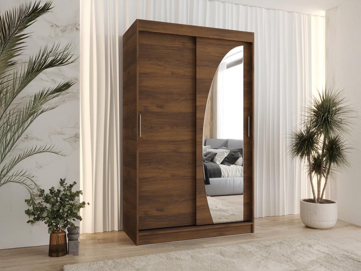 SCHWEBETÜRENSCHRANK Wika 120 cm - Silberfarben/Nussbaumfarben, Holzwerkstoff/Kunststoff (120/200/62cm) - MIRJAN24