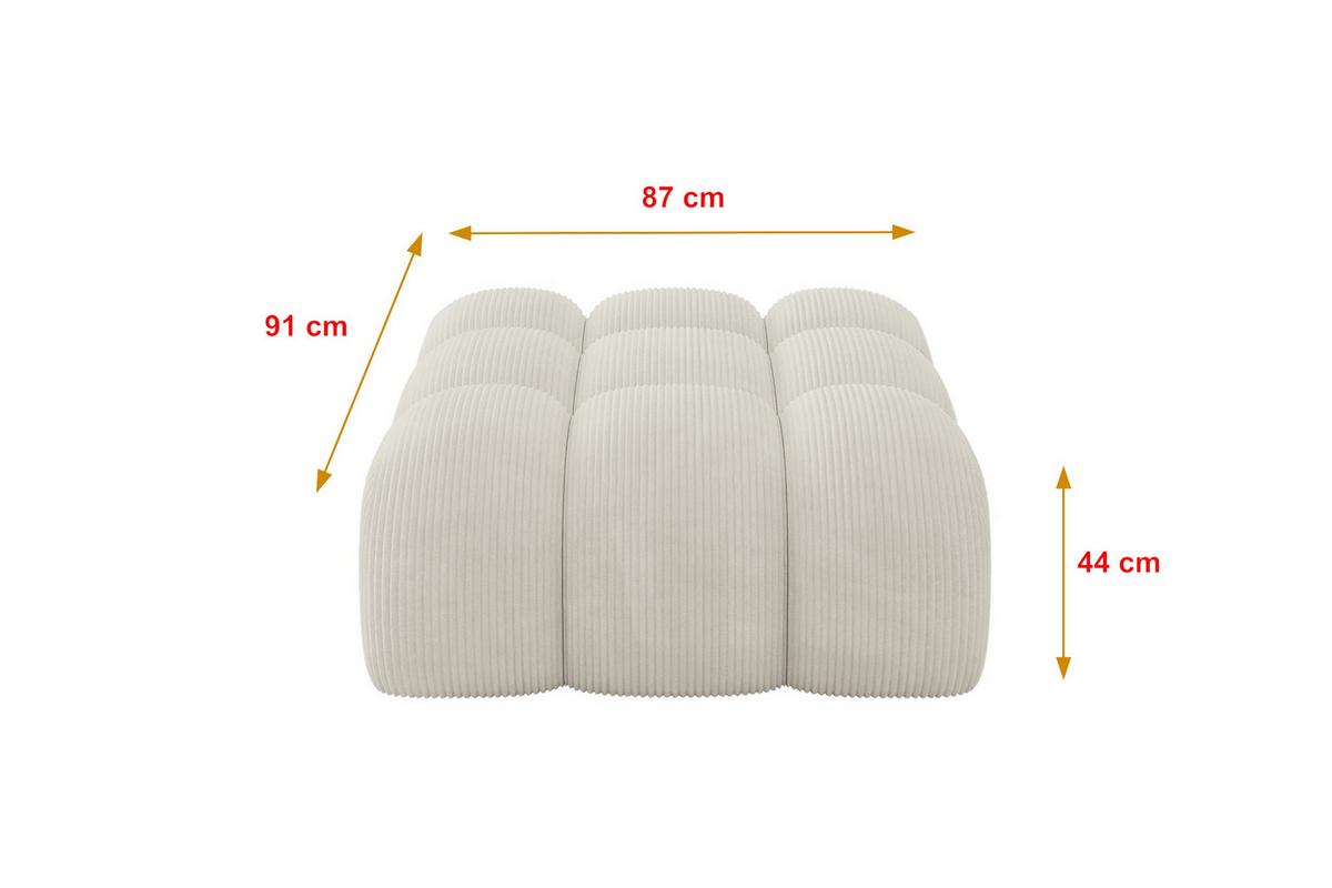 POUF OLEA-PUF 91x87x44 cm Creme Cord Modular Sitzhocker - Ecru/Creme, Holzwerkstoff/Kunststoff (91/44/87cm) - ALTDECOR