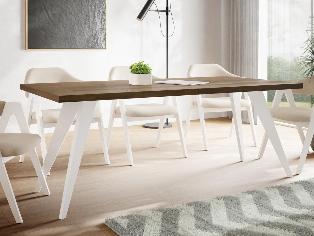 ESSTISCH Quadro quadratischer ausziehbarer, Lefkas Eiche 100-150/100/76 cm - Alteiche/Weiß, Holz/Holzwerkstoff (100/150/76cm) - WFL GROUP