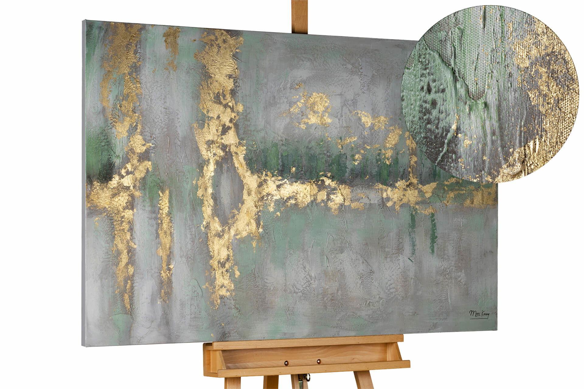 ÖLGEMÄLDE 120/80 cm - Grün, Holz/Textil (120/80cm) - KUNSTLOFT