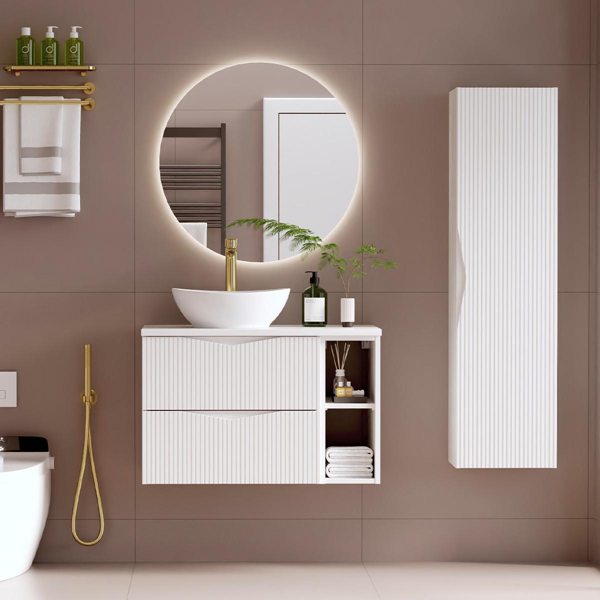 BADMÖBEL 80.6cm Tao 2er-Set Weiß - Weiß, Holzwerkstoff (80.6/52.2/46.5cm) - Petits-meubles