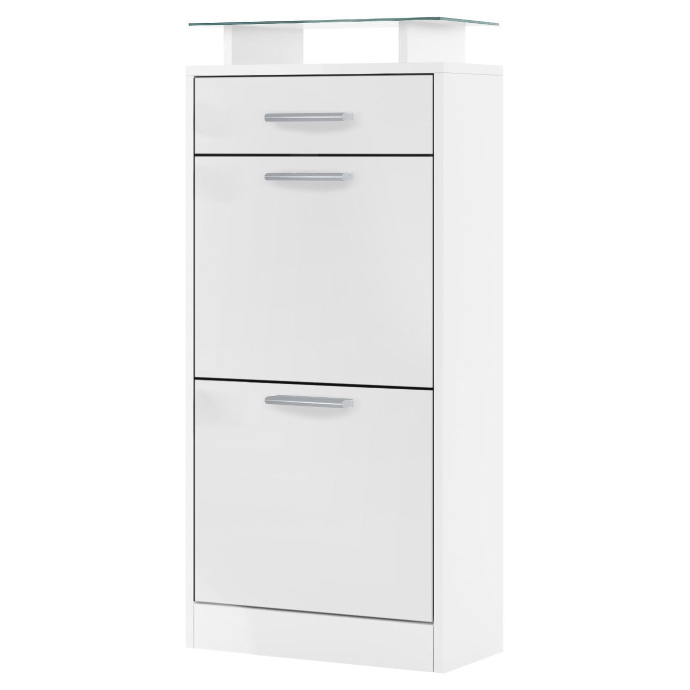 SCHUHSCHRANK Loret Front in Weiß matt - Weiß, Holzwerkstoff (46/104/23cm) - Vladon