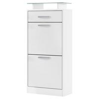 SCHUHSCHRANK Loret Front in Weiß matt - Weiß, Holzwerkstoff (46/104/23cm) - Vladon