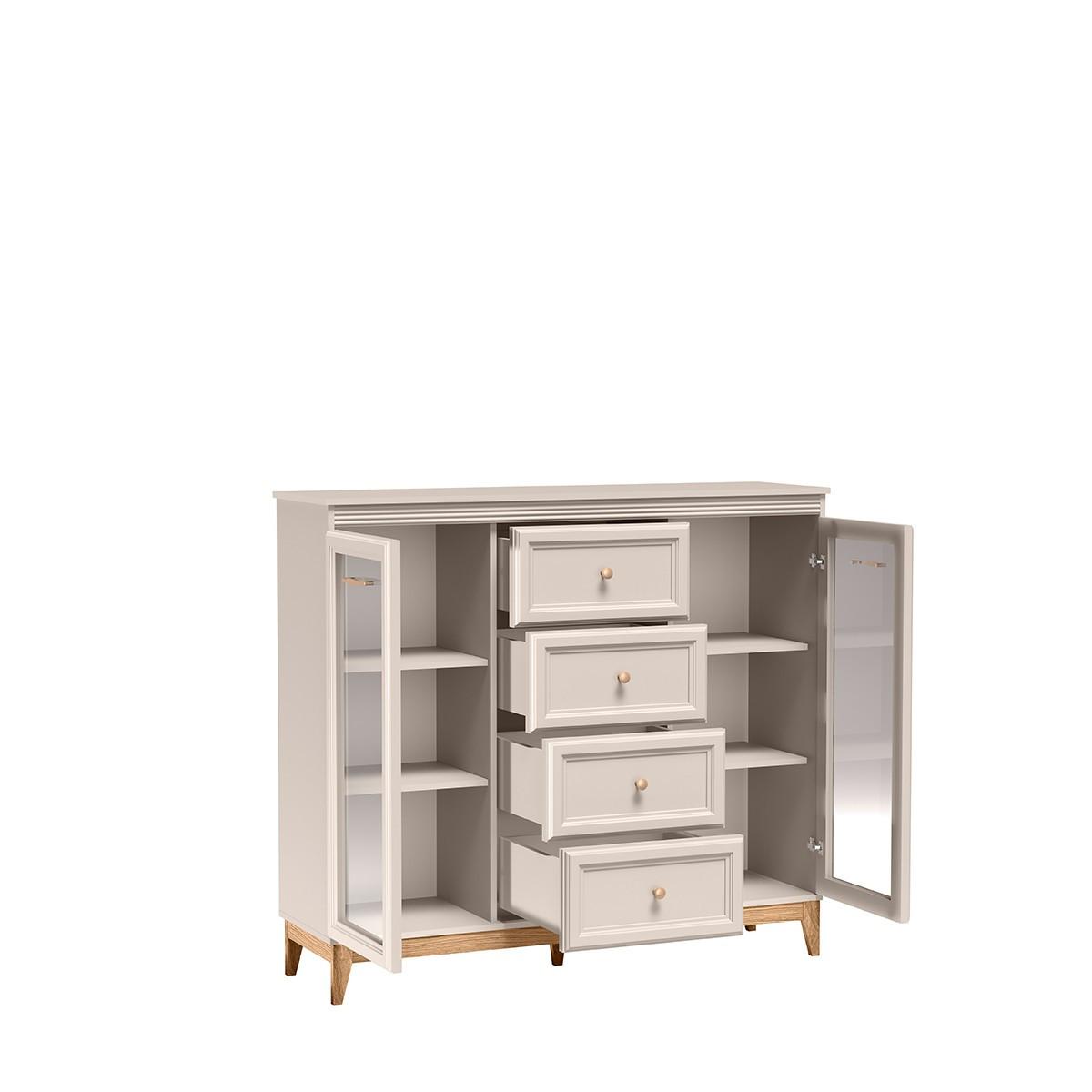 VITRINE CUNEO 125,5 / 141,5 cm in Kaschmir - Kaschmir, Holzwerkstoff (141.5/125.5/40.5cm) - MASSENO