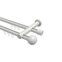 GARDINENSTANGE INNENLAUF Platon Luino 240 cm (geteilt in 2 x 120 cm), 2-läufig, 20 mm Ø Weiß - Weiß, Metall (240cm) - INTERDECO