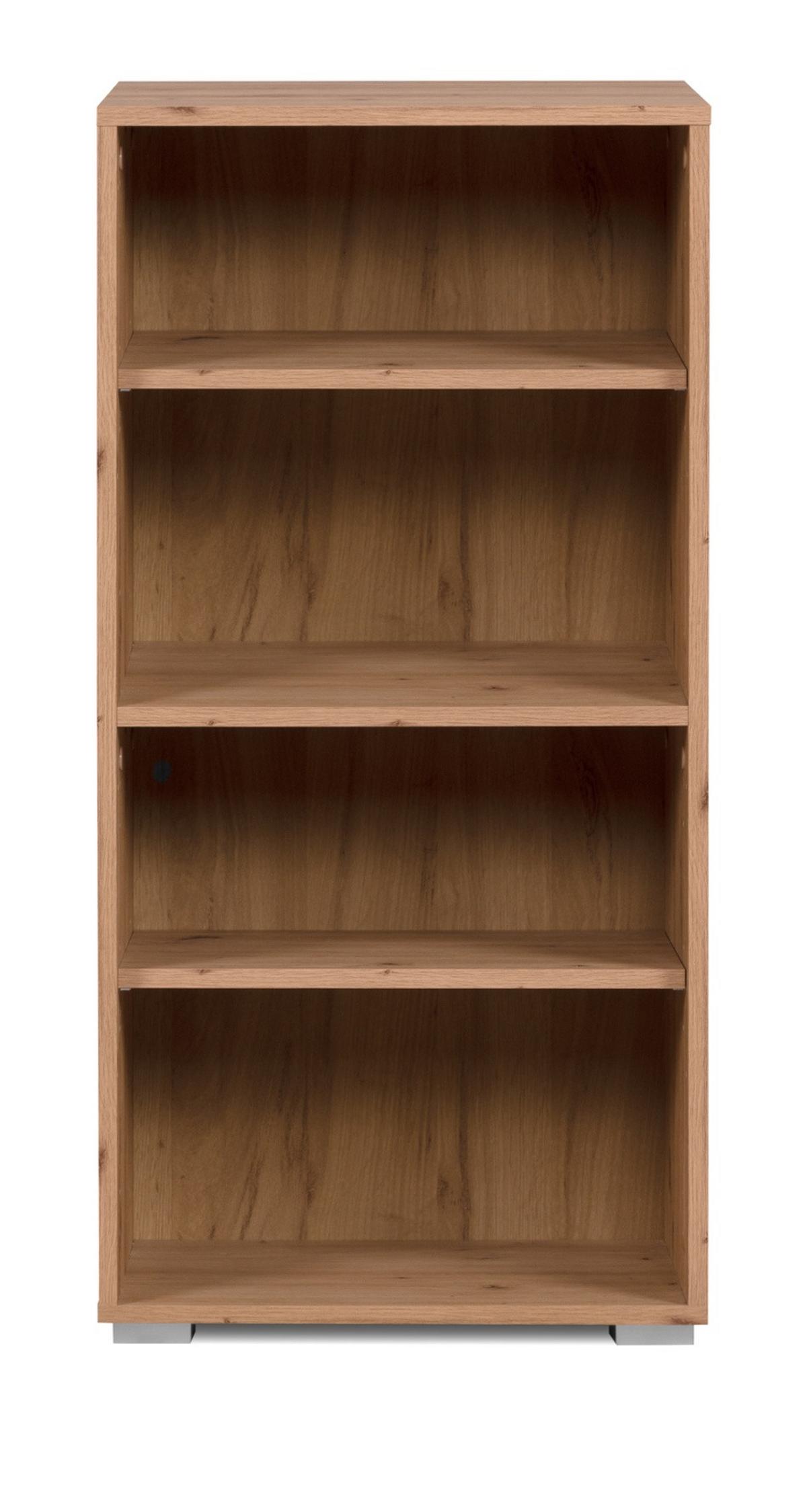 REGAL Eiche Artisan 46 x 97 cm, Standregal mit 4 variablen Fächern - Silberfarben/Eiche Artisan, Holzwerkstoff/Kunststoff (46/96.5/33.5cm) - Furn.Design