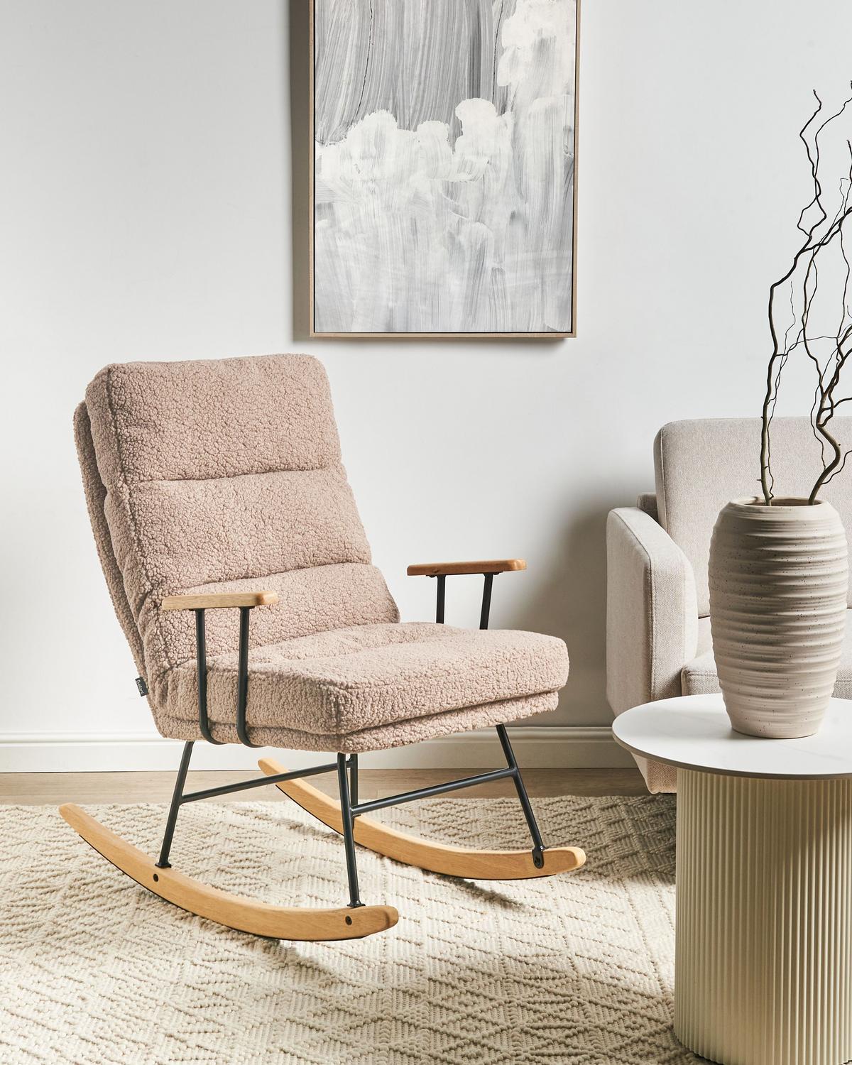 SCHAUKELSESSEL Beige Eskelin - Beige/Schwarz, Textil (58/103/97cm) - Beliani