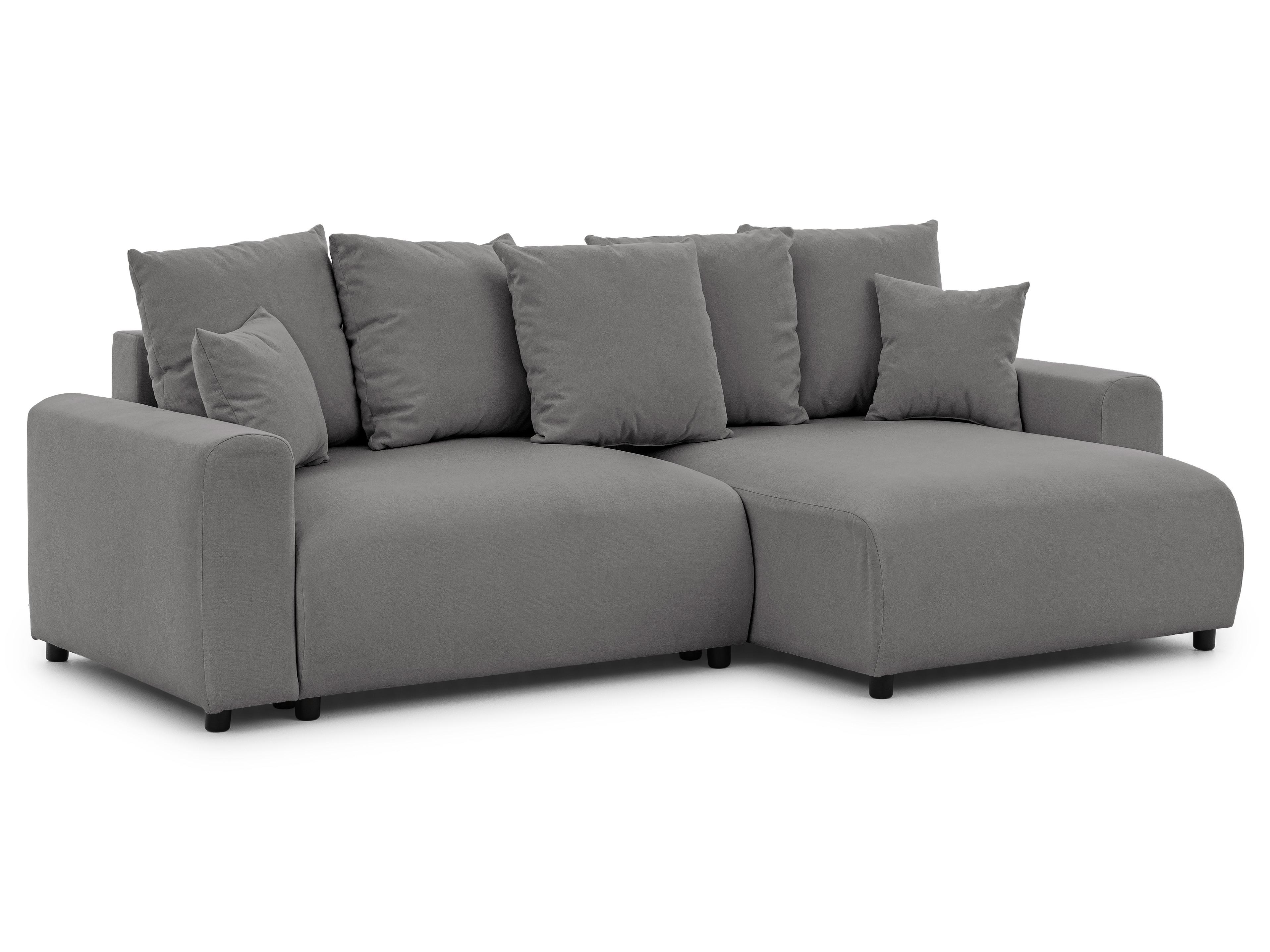 ECKSOFA Calma mit Schlaffunktion und Bettkasten im Bumpy-Design aus weichem Taupe Webstoff - Ottomane rechts - Taupe/Schwarz, Holz/Kunststoff (140/239cm) - S-Style