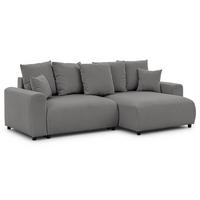 ECKSOFA Calma mit Schlaffunktion und Bettkasten im Bumpy-Design aus weichem Taupe Webstoff - Ottomane rechts - Taupe/Schwarz, Holz/Kunststoff (140/239cm) - S-Style