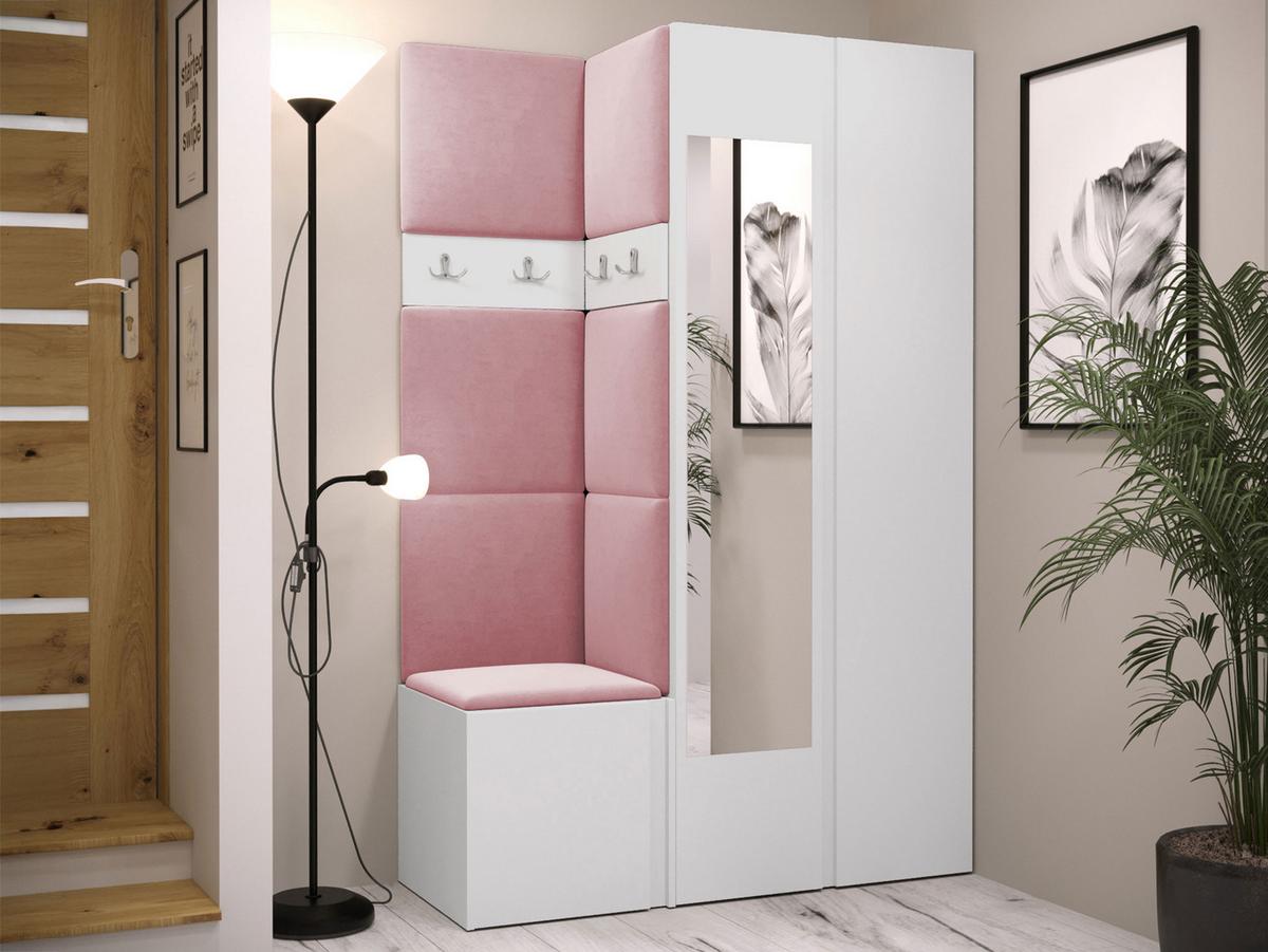 GARDEROBEN-SET Orion XXVI - Weiß/Rosa, Holzwerkstoff/Kunststoff (116/186/46cm) - MIRJAN24