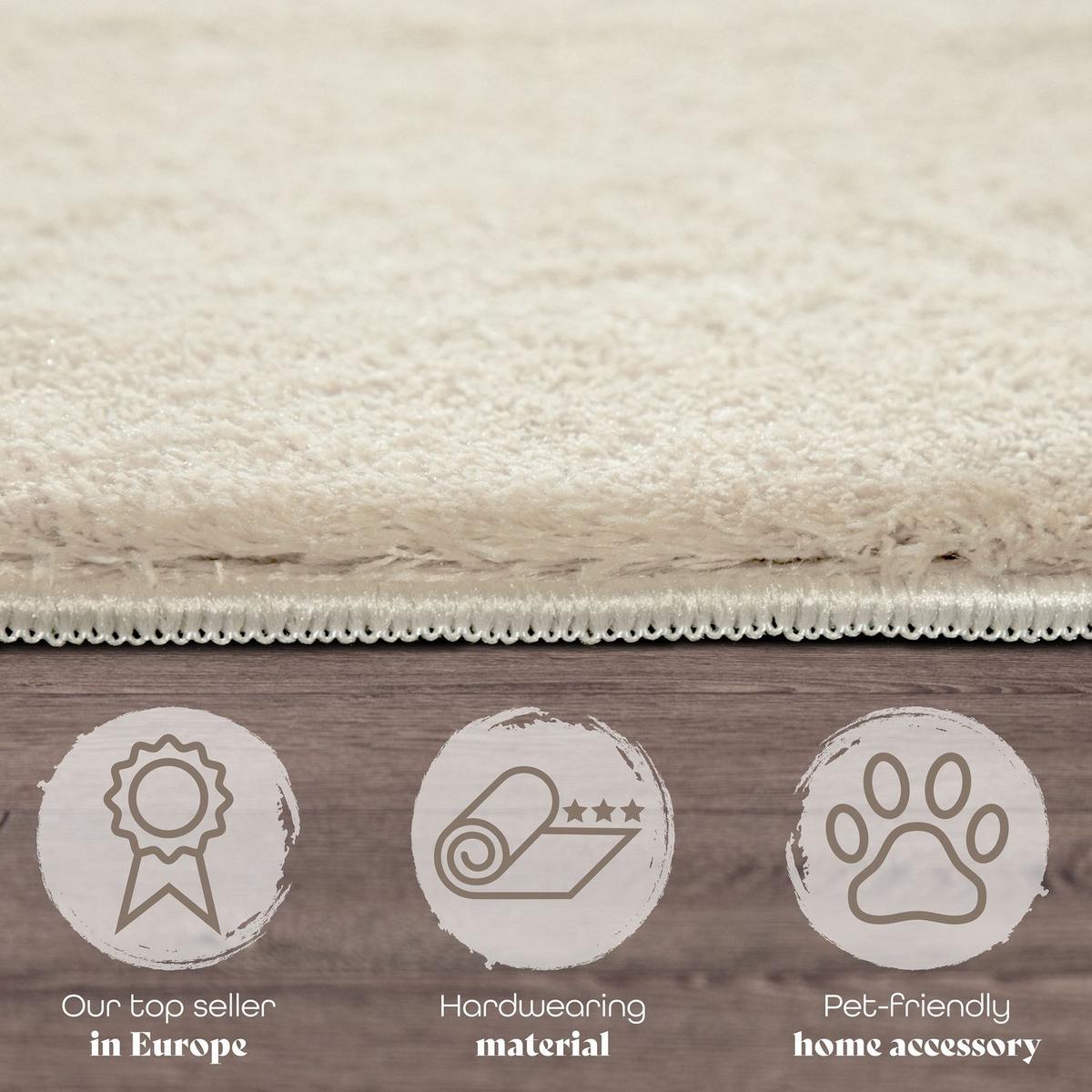 FLACHWEBETEPPICH Creme Ø 120 cm - Creme, Kunststoff (120/120cm) - TT Home