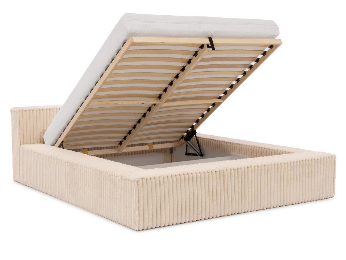 POLSTERBETT 180/200 cm Noord mit Bettkasten und Lattenrost Hellbeige Plüschcord - Beige/Schwarz, Holz/Kunststoff (180/200cm) - S-Style Möbel