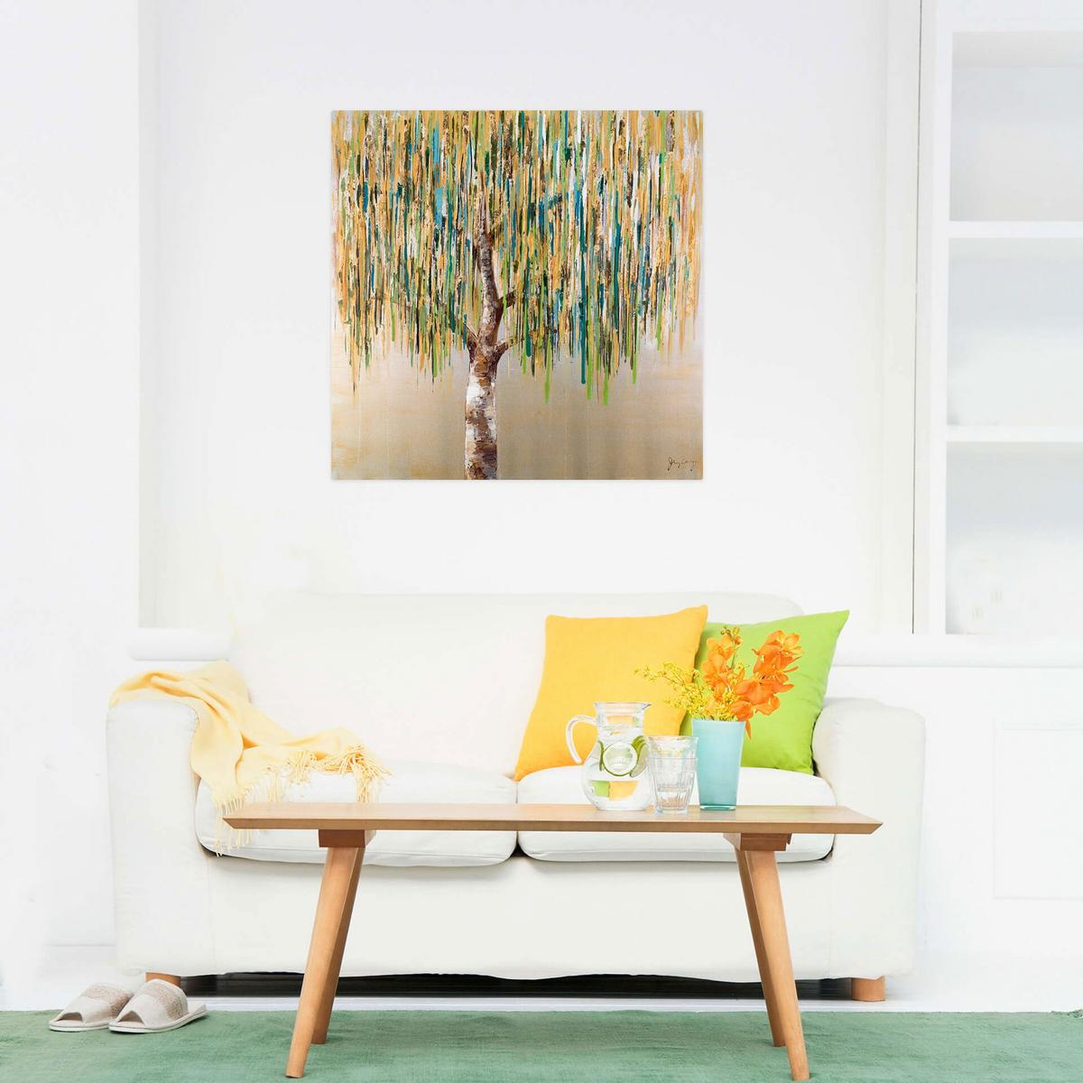 ACRYLBILD HANDGEMALT 80/80 cm - Grün, Holz/Textil (80/80cm) - KUNSTLOFT