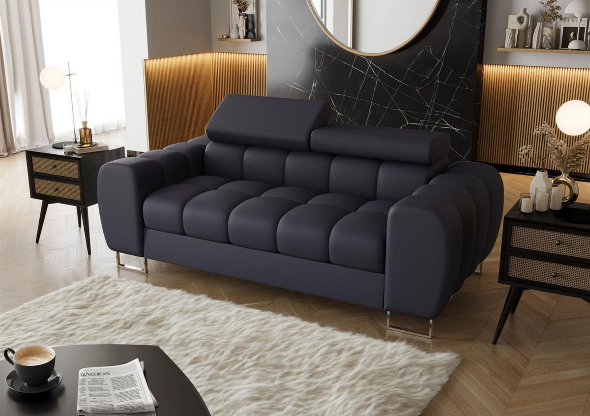 SOFA 2-sitzer Bastien In Stoff Moly - Dunkelblau, Holzwerkstoff/Textil (195/95/97cm) - Fun Möbel