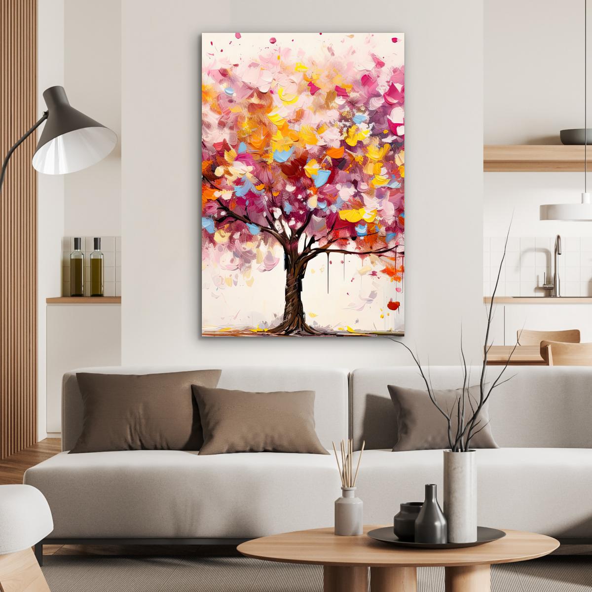 METALLBILD Aquarell - Baum - Kunst - Abstrakt 80x120 cm - Multicolor, Metall (80/120cm) - MuchoWow