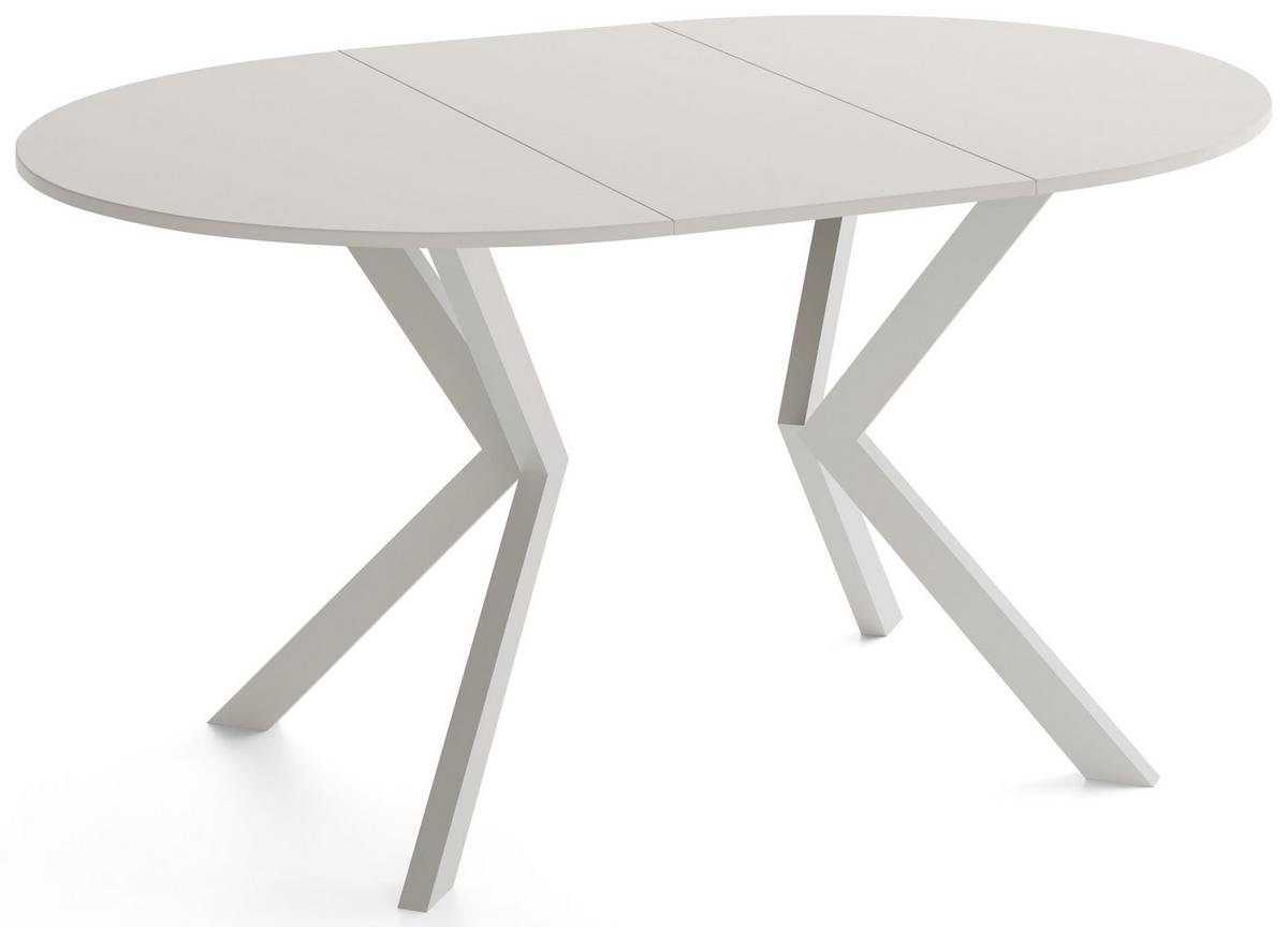 ESSTISCH Valio rund oval ausziehbar verlängerbar mit Metallbeinen in Kaschmir Grau, Kaschmir 100-140/100/76 cm - Kaschmir/Beige, Holzwerkstoff/Metall (100/140/76cm) - WFL GROUP