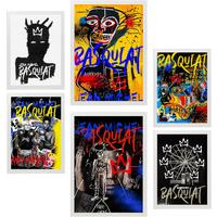 POSTER Set Mit 6 Ikonische Basquiat Graffiti Pop Art A3 & A4 Weißer Rahmen - Weiß, Papier (29/3/42cm) - Nacnic