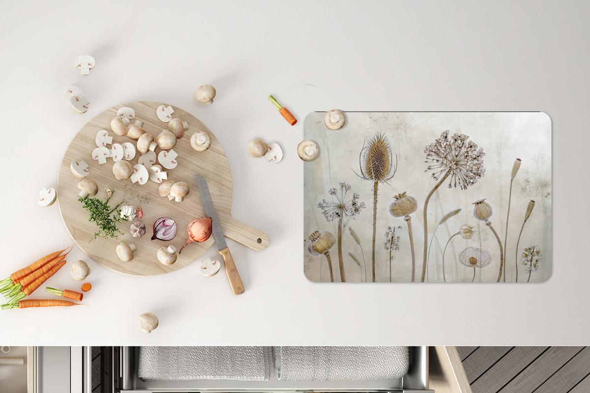PLATZSETS 6er-Set Blumen - Aquarell - Stilleben - Braun - Vintage Telleruntersetzer 45x30 cm - Naturfarben, Kunststoff (0.3/45/30cm) - MuchoWow