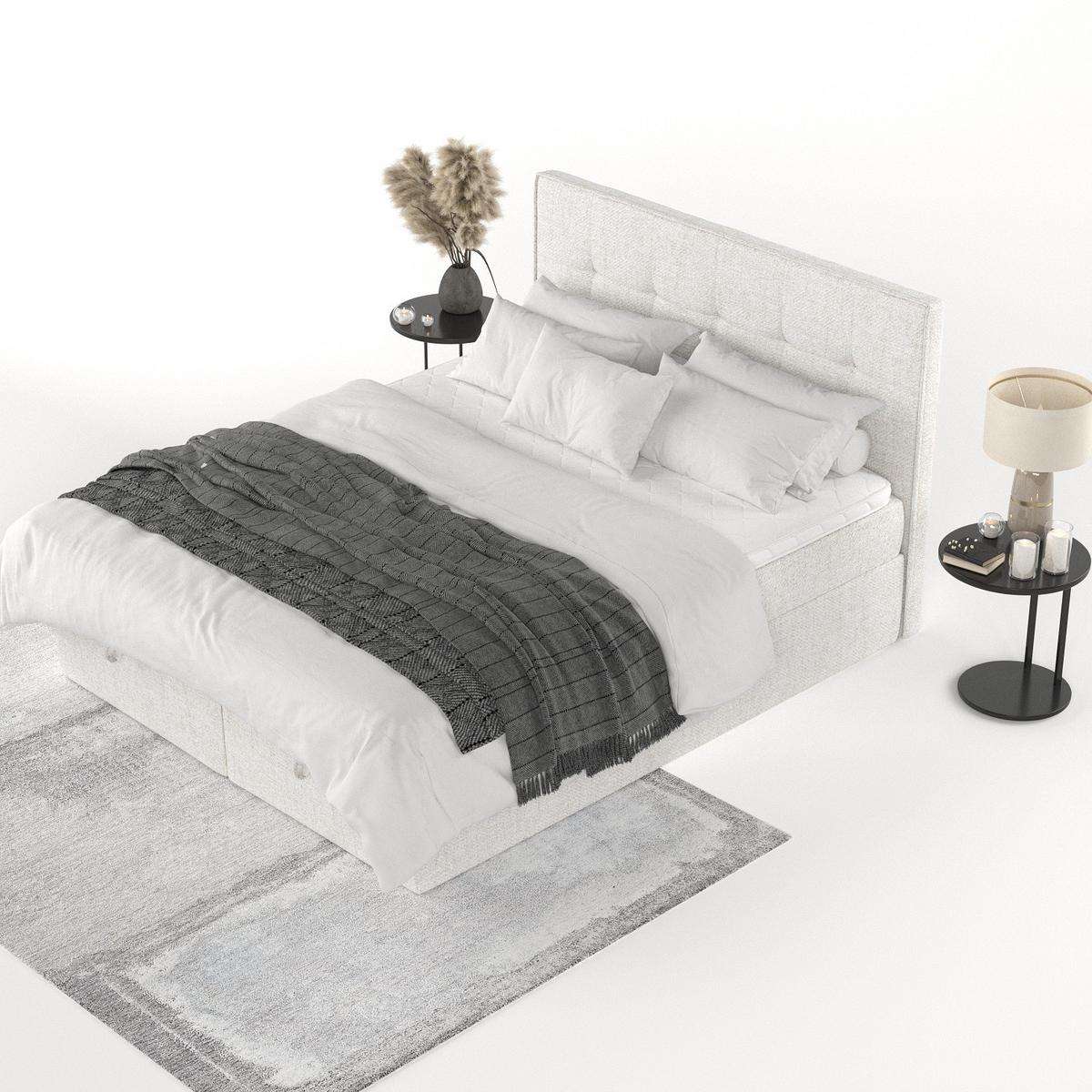 BOXBETT Tivra 180/200 cm Creme im Neve Stoff - Creme/Schwarz, Holz/Holzwerkstoff (180/200cm) - AltaBeds