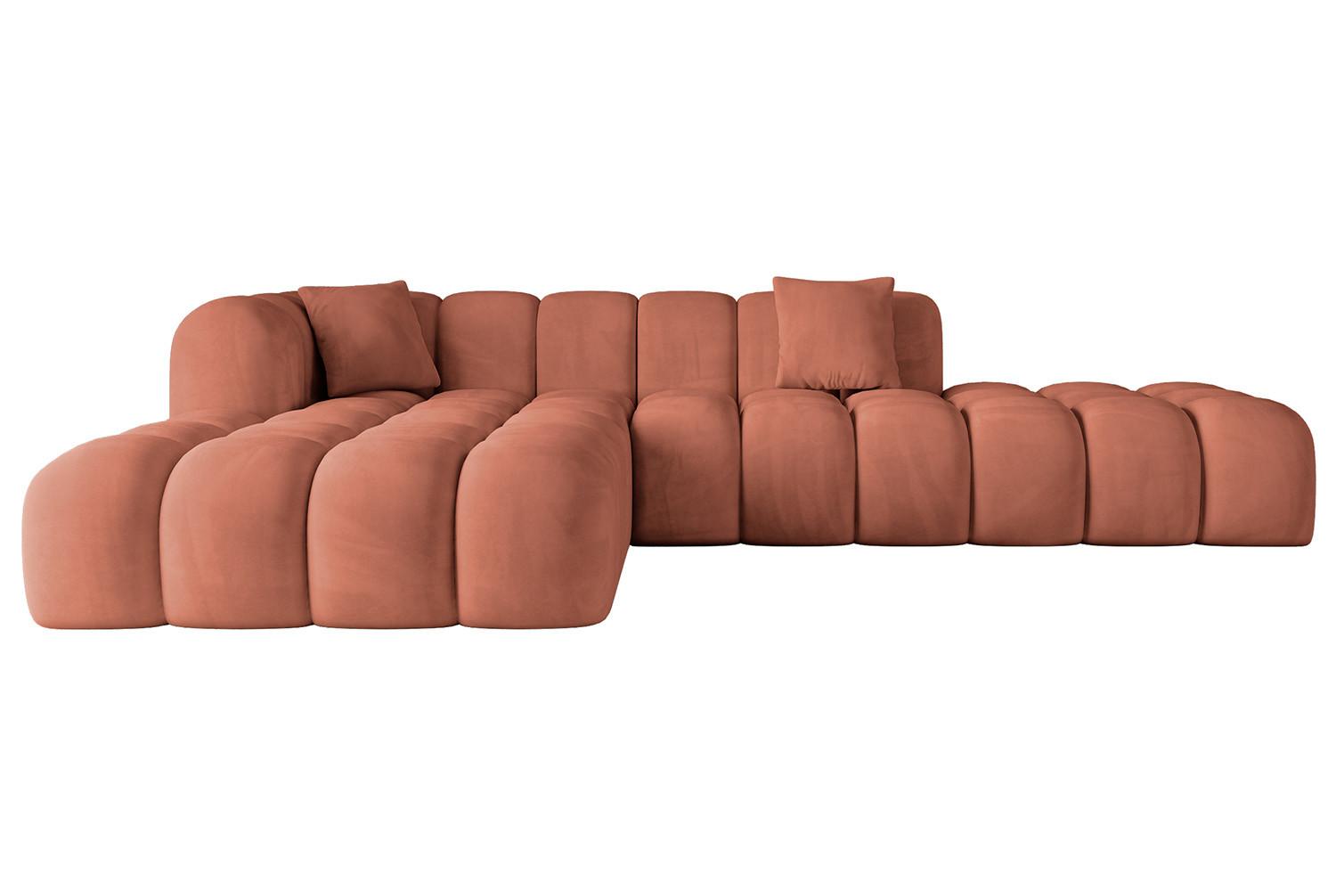 ECKSOFA Ottomane Links OLEA-L2 - 289x176x71 cm Koralle - Koralle/Schwarz, Holzwerkstoff/Kunststoff (289/176cm) - ALTDECOR
