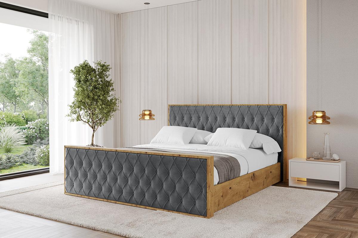 POLSTERBETT mit Bettkasten, Fußteil und Lattenrost, Boxbett ohne Matratze - ENZO5-Z 120x200 Dunkelgrau - Anthrazit, Holzwerkstoff/Textil (120/200cm) - ALTDECOR