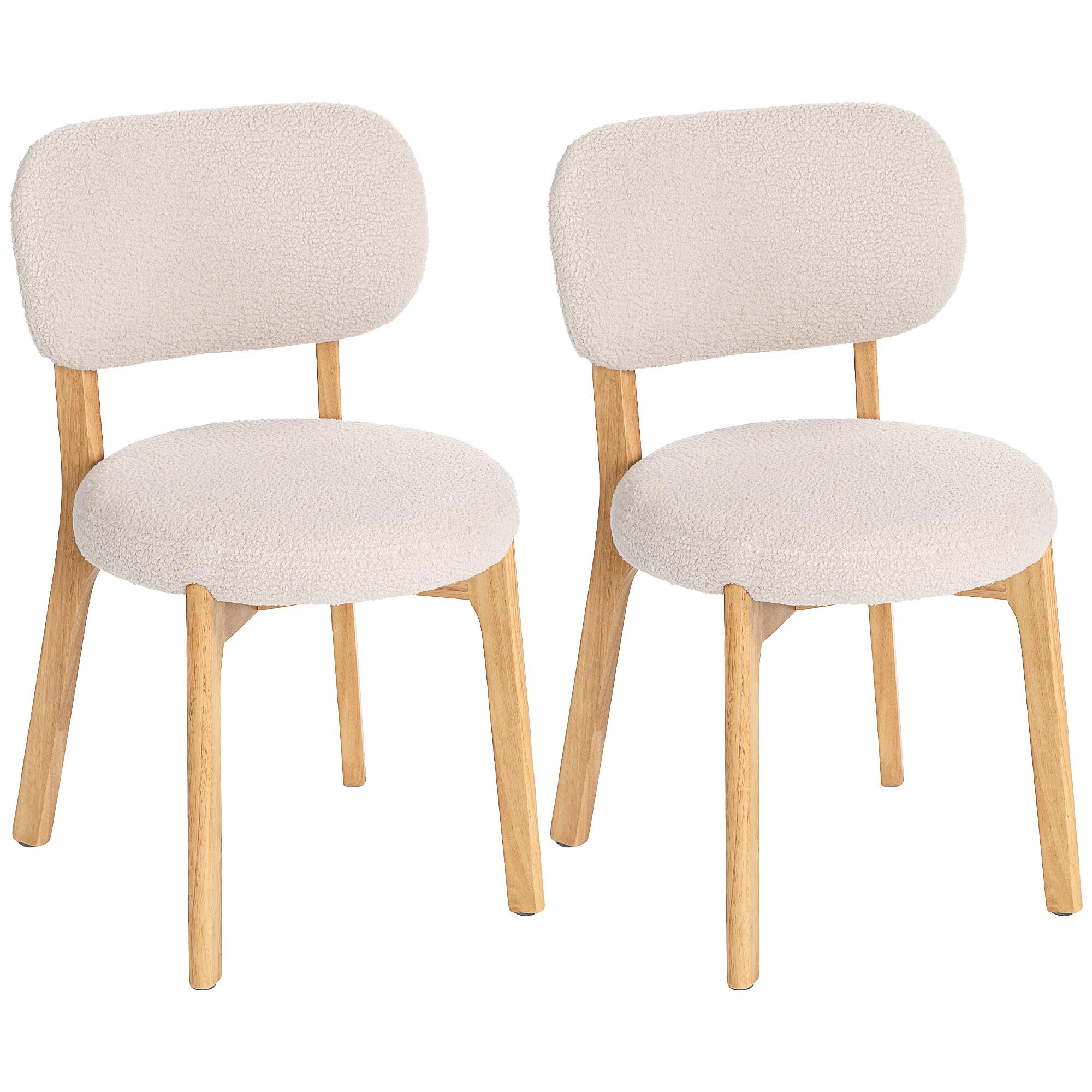 ESSZIMMERSTÜHLE 2er Set Polyestet Cremeweiß - Creme/Naturfarben, Holz/Textil (46.5/80/52cm) - HOMCOM