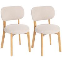 ESSZIMMERSTÜHLE 2er Set Polyestet Cremeweiß - Creme/Naturfarben, Holz/Textil (46.5/80/52cm) - HOMCOM