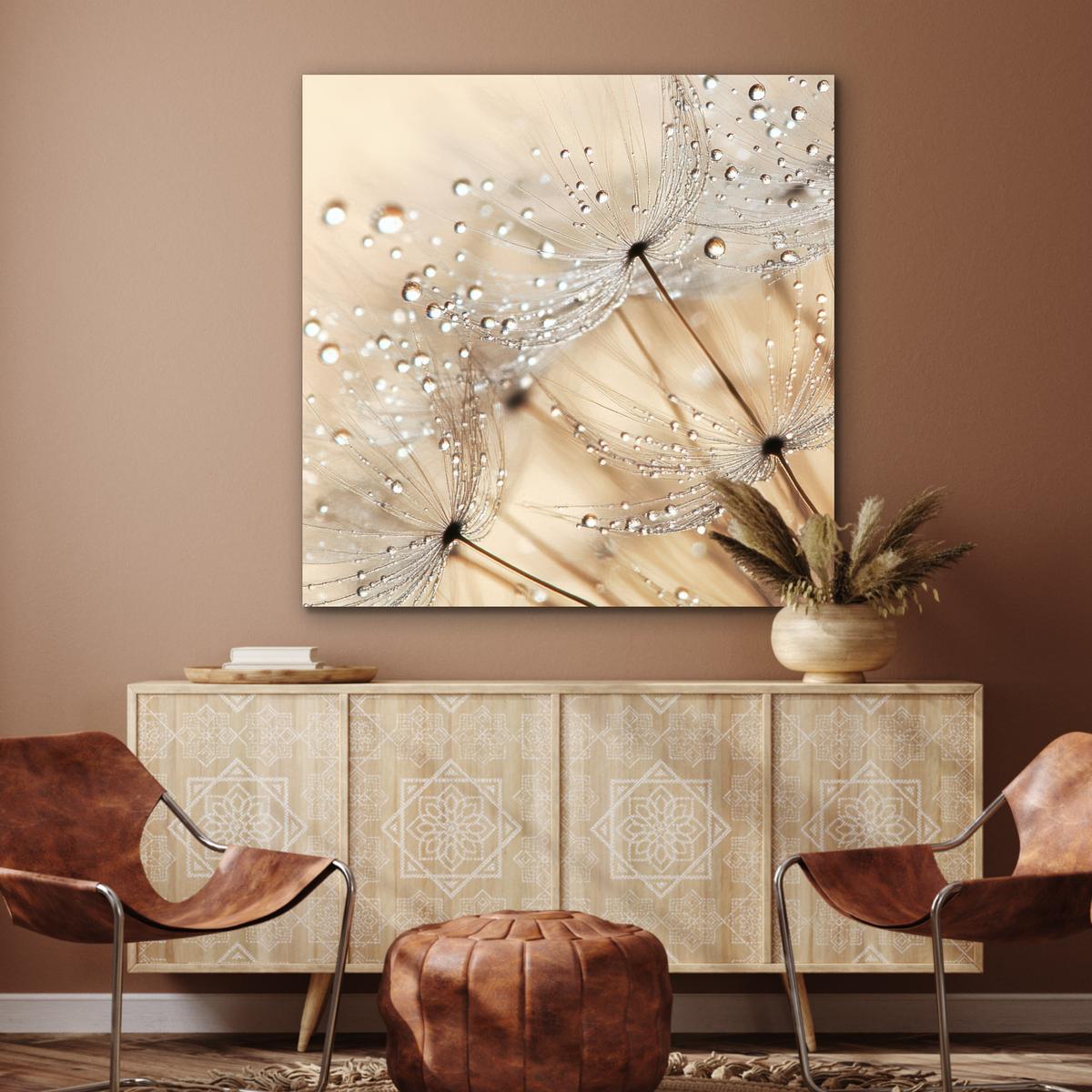METALLBILD Löwenzahn - Abstrakt - Natur - Beige 90x90 cm - Braun, Metall (90/90cm) - MuchoWow
