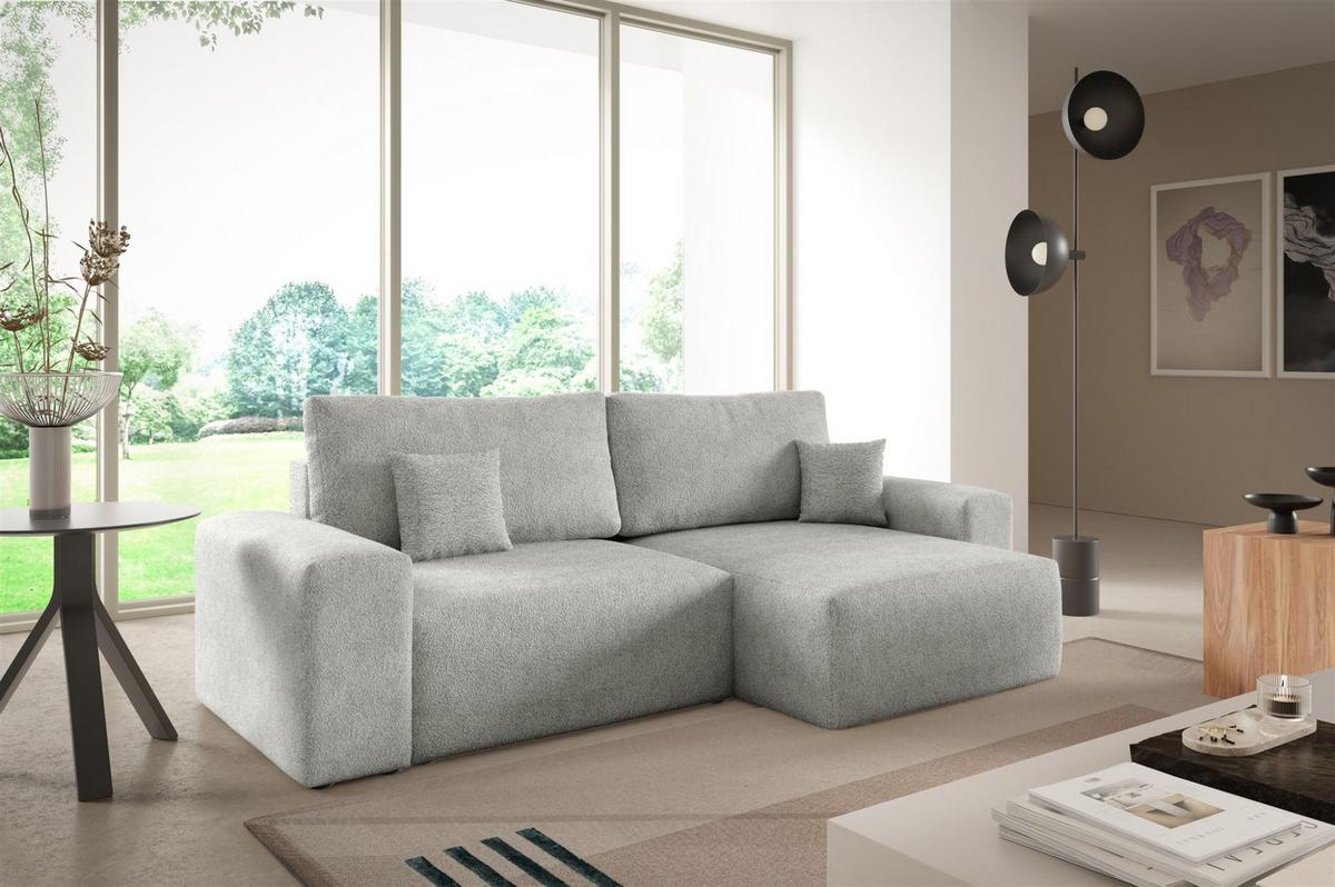 ECKSOFA Arona Xs Mit Schlaffunktion - Hellgrau, Holzwerkstoff/Textil (255/148cm) - Fun Möbel