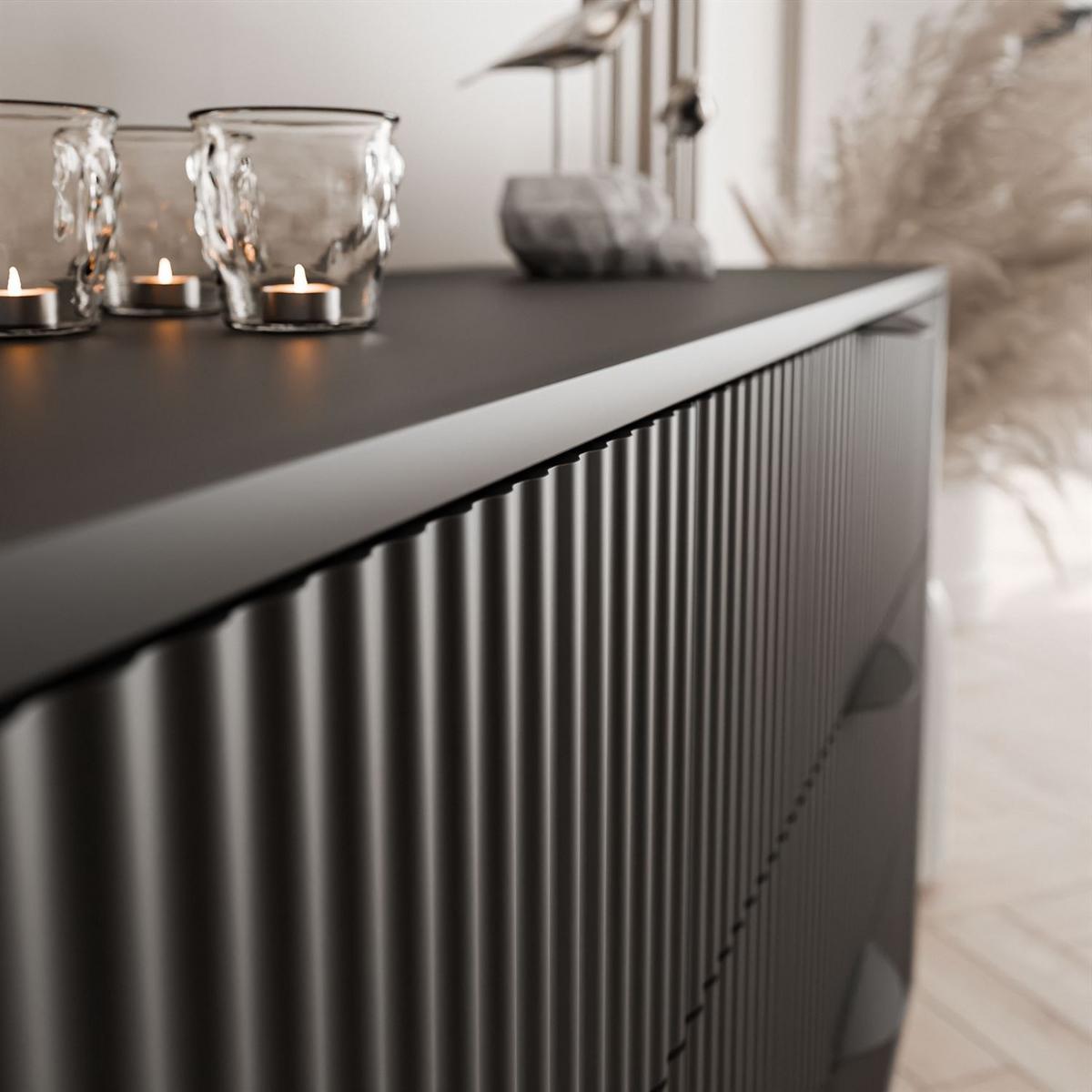 SIDEBOARD SCARLETT 163 2D3S MIT SCHUBLADEN SCHWARZ - Schwarz, Holzwerkstoff (163/81/38cm) - Lookway